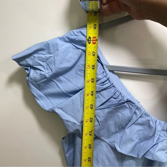 English Factory Midi Dress Womens S Blue V Neck Tiered Ruffle Quiet Luxury New - Picture 9 of 12